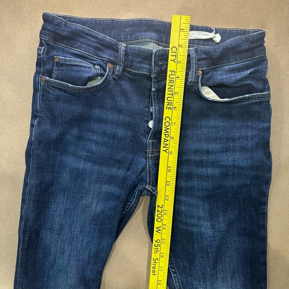 AllSaints Cigarette Slim Tapered Jeans W32 L30 Dark Wash - Picture 3 of 9